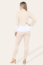Ribbed Lounge Wear Flared Shirt and Leggings Co-Ord Set - Multi Trends