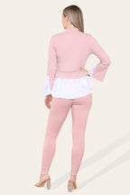 Ribbed Lounge Wear Flared Shirt and Leggings Co-Ord Set - Multi Trends