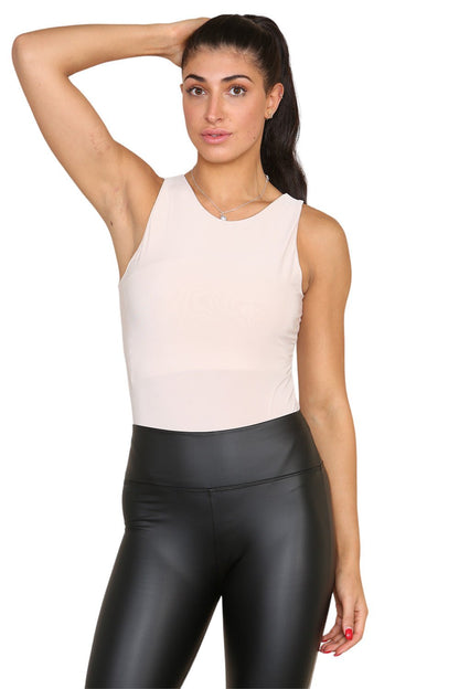Slinky Racer Round Neck Double Layered Top Bodysuit - Multi Trends