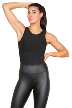 Slinky Racer Round Neck Double Layered Top Bodysuit - Multi Trends