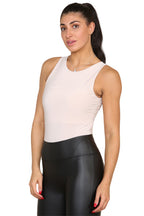 Slinky Racer Round Neck Double Layered Top Bodysuit - Multi Trends